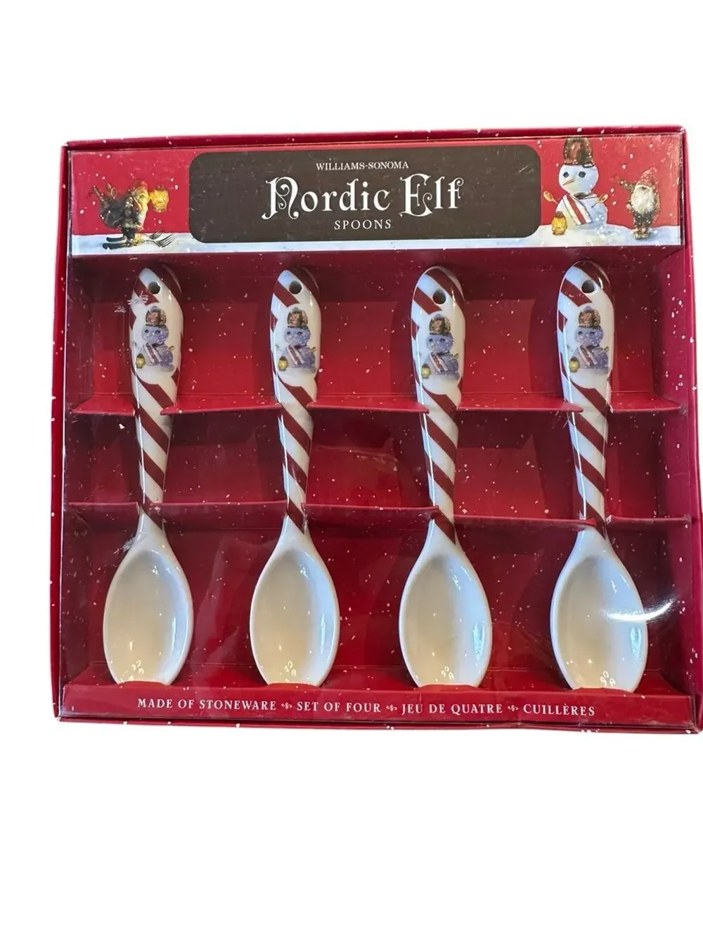 Williams Sonoma Nordic Elf Ceramic Spoon Set NIB